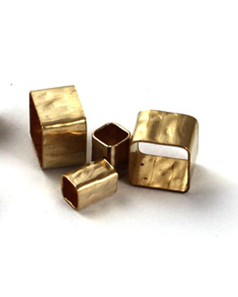 Yellow Gold Filled Hammered Square Tube 4/5mm
