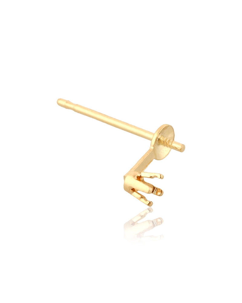 14K Yellow Gold 4 Prg Ear W/Cup And Peg For 7mm Pearl 2Pt (80207-02Fa-000)