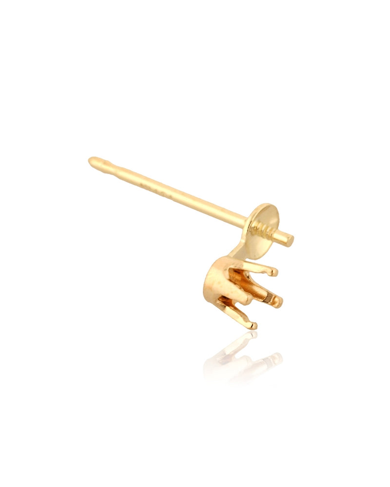 14K Yellow Gold 4 Prg Ear W/Cup And Peg For 6mm Pearl 5Pt (80506-02Fa-000)