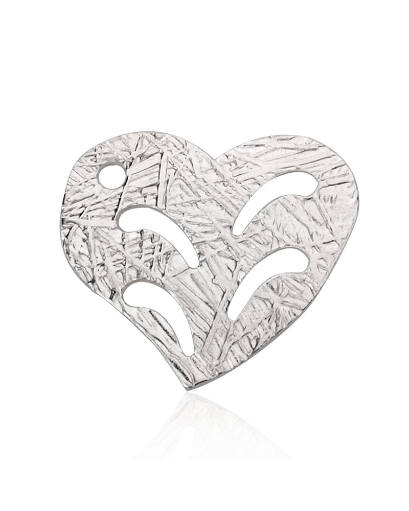 925 Sterling Silver Satin Textured Flat Heart Pendant
