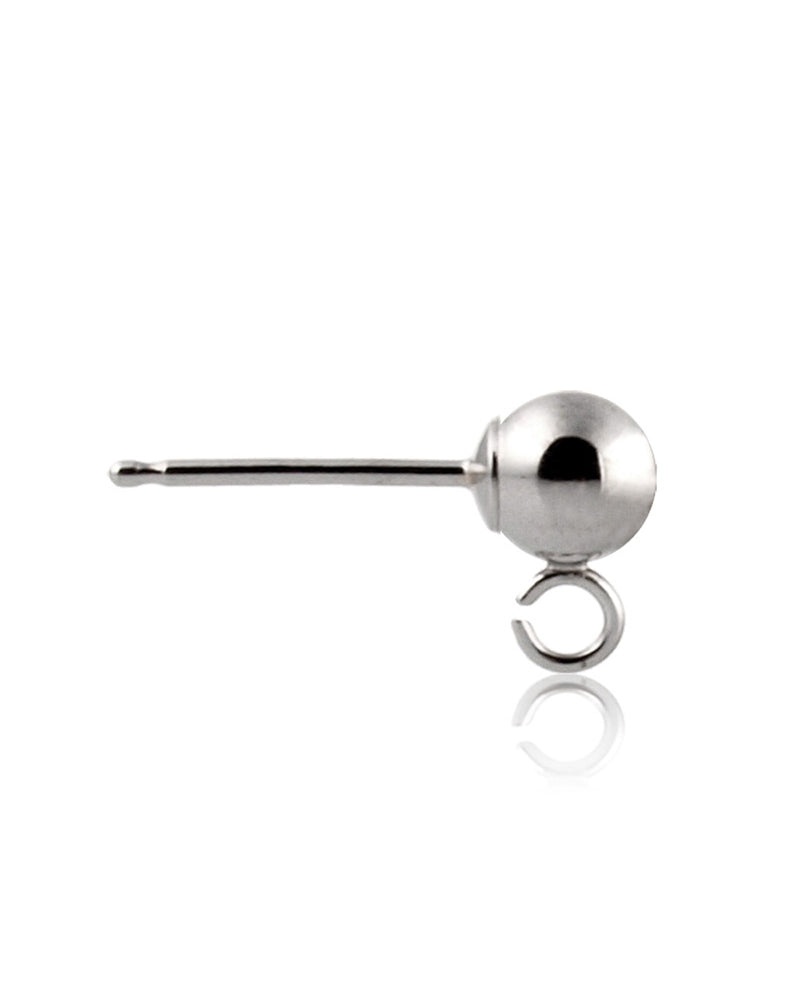 14K White GoldBall Earring / Rop 4mm (074Ber93400175)