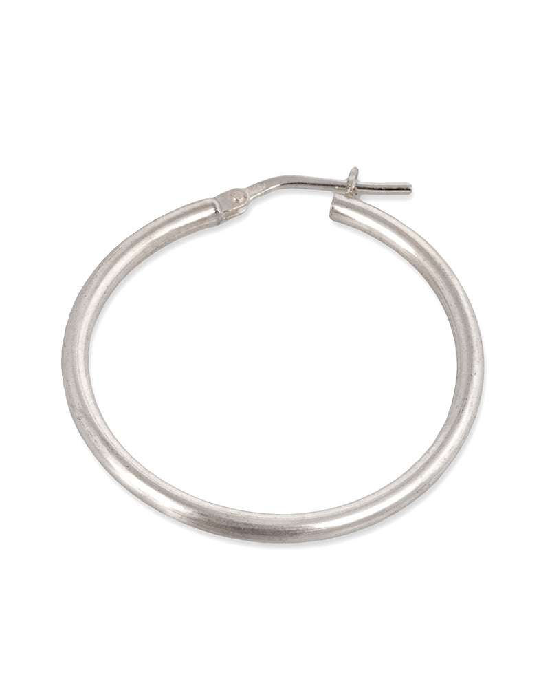 925 Sterling Silver Hoop Tube Earring 2X20mm With Lever Hinge