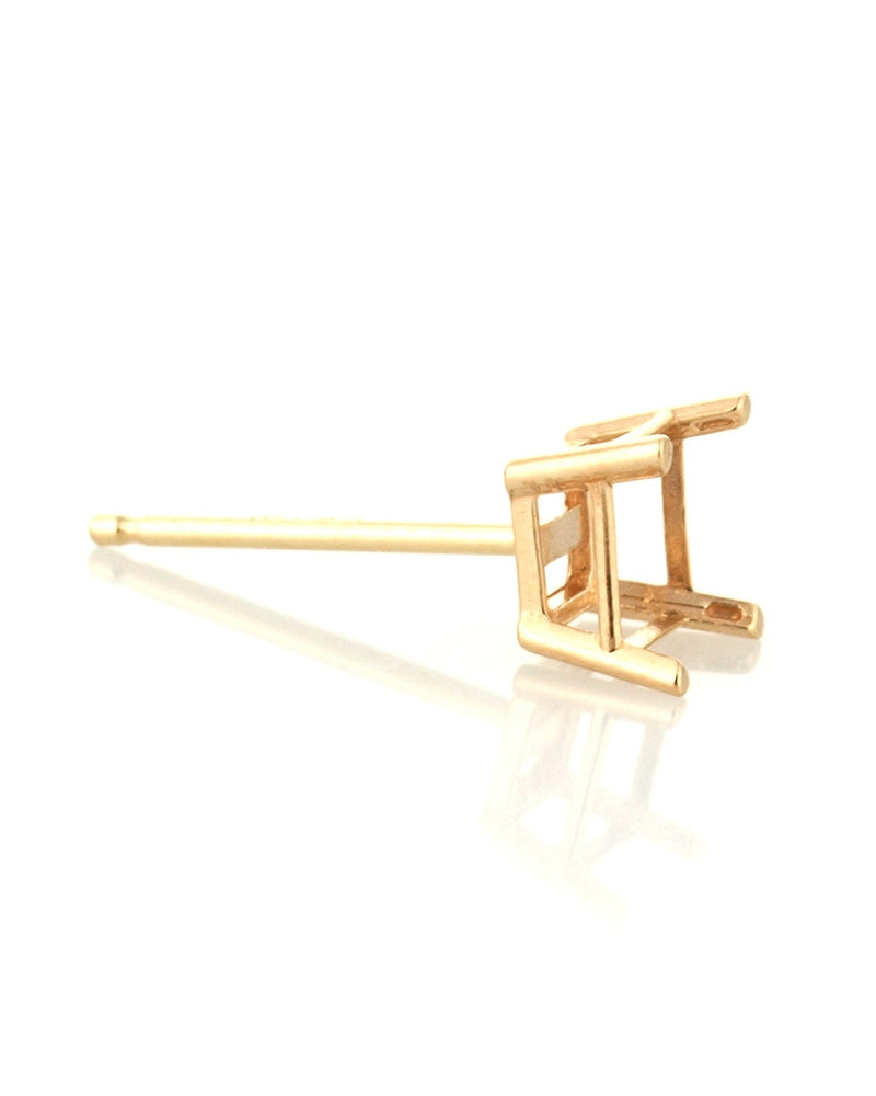14K Yellow Gold Square Basket Earring Setting W/Seats 4mm (31294-02Fa-000)