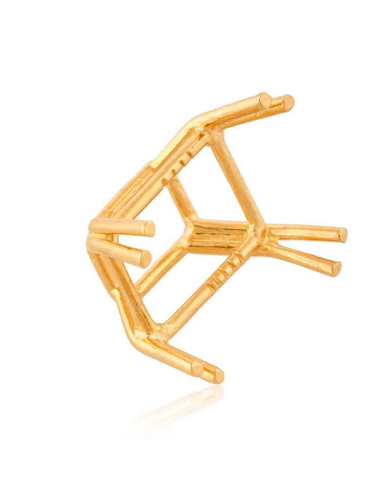 18K Yellow Gold Emerald Basket Setting 7X11mm