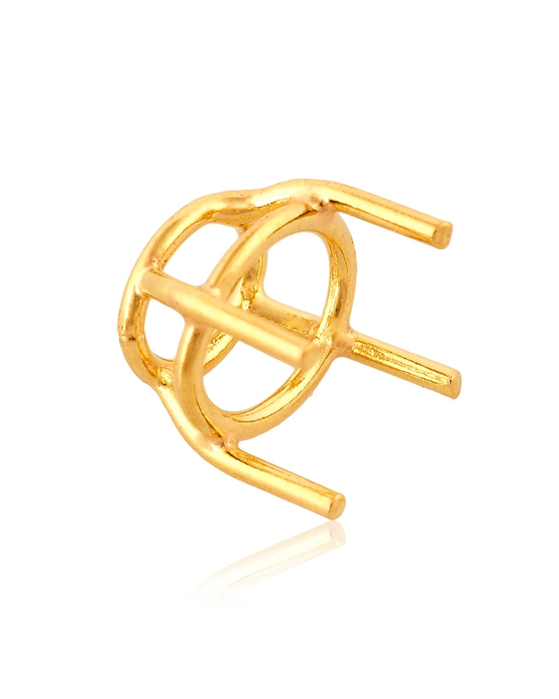 18K Yellow Gold Oval Basket Setting 6.6X7.5mm