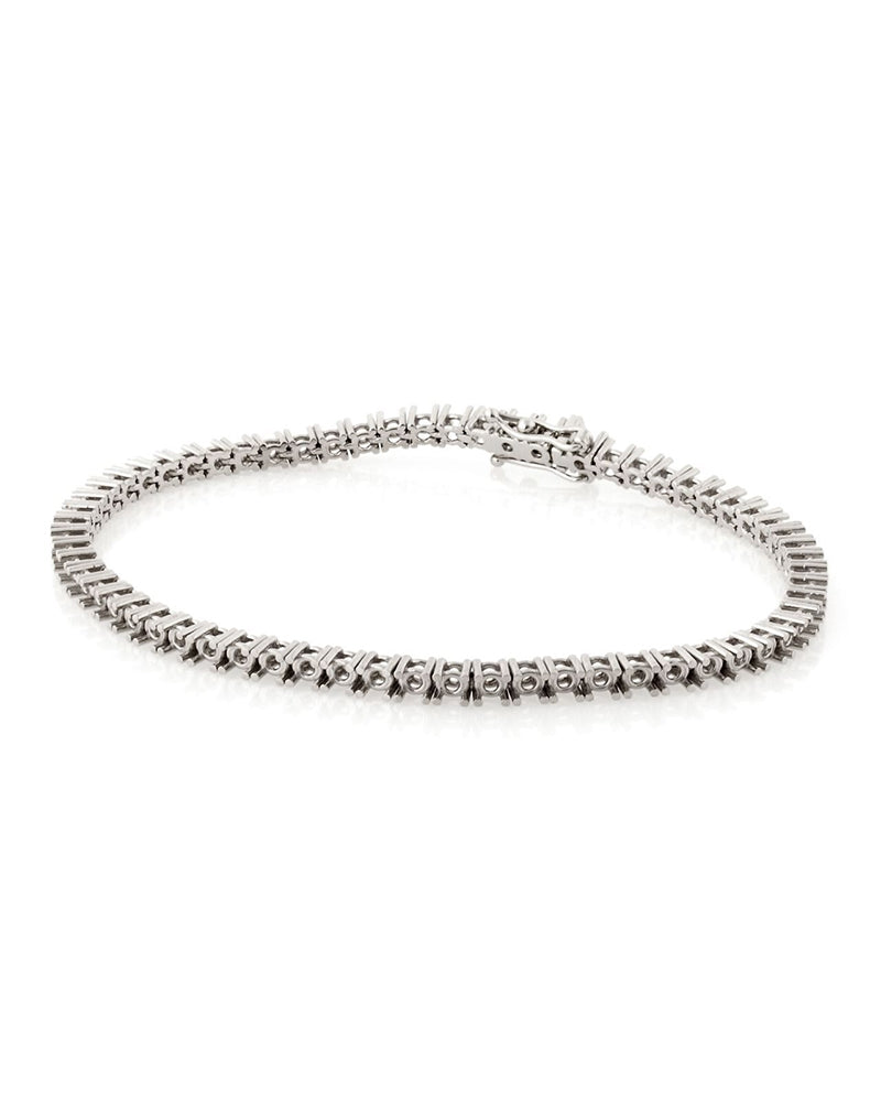 18K White Gold Tennis Bracelet 18Cm Long For 7-8Pt Round Stones