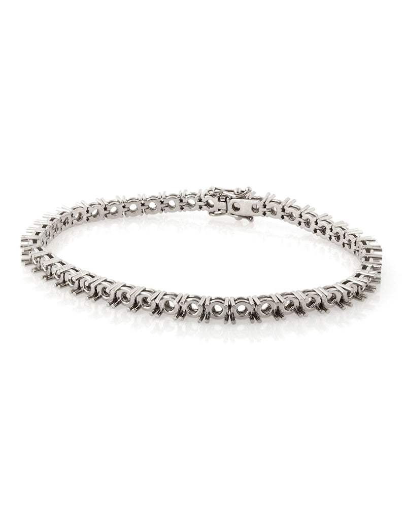 18K White Gold Tennis Bracelet 18Cm Long For 50Pt Round Stones