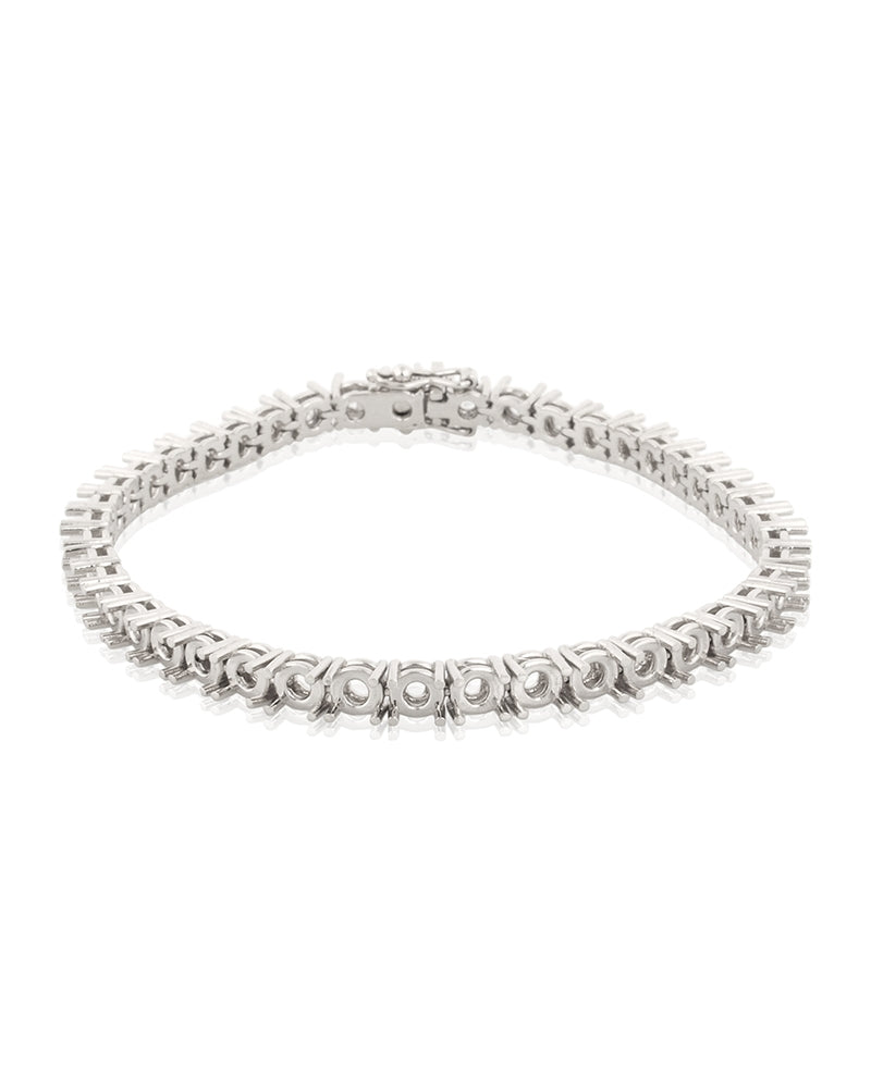 18K White Gold Tennis Bracelet 18Cm Long For 25Pt Round Stones
