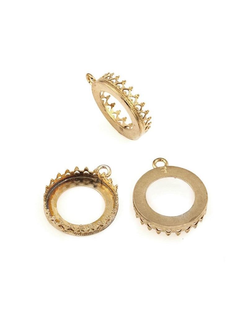 Brass Bezel Cup 16mm Gallery 714H Flat Back +Ring