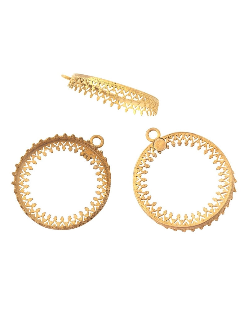 Brass Bezel Cup 30mm Gallery 3280 Both Sides +Ring