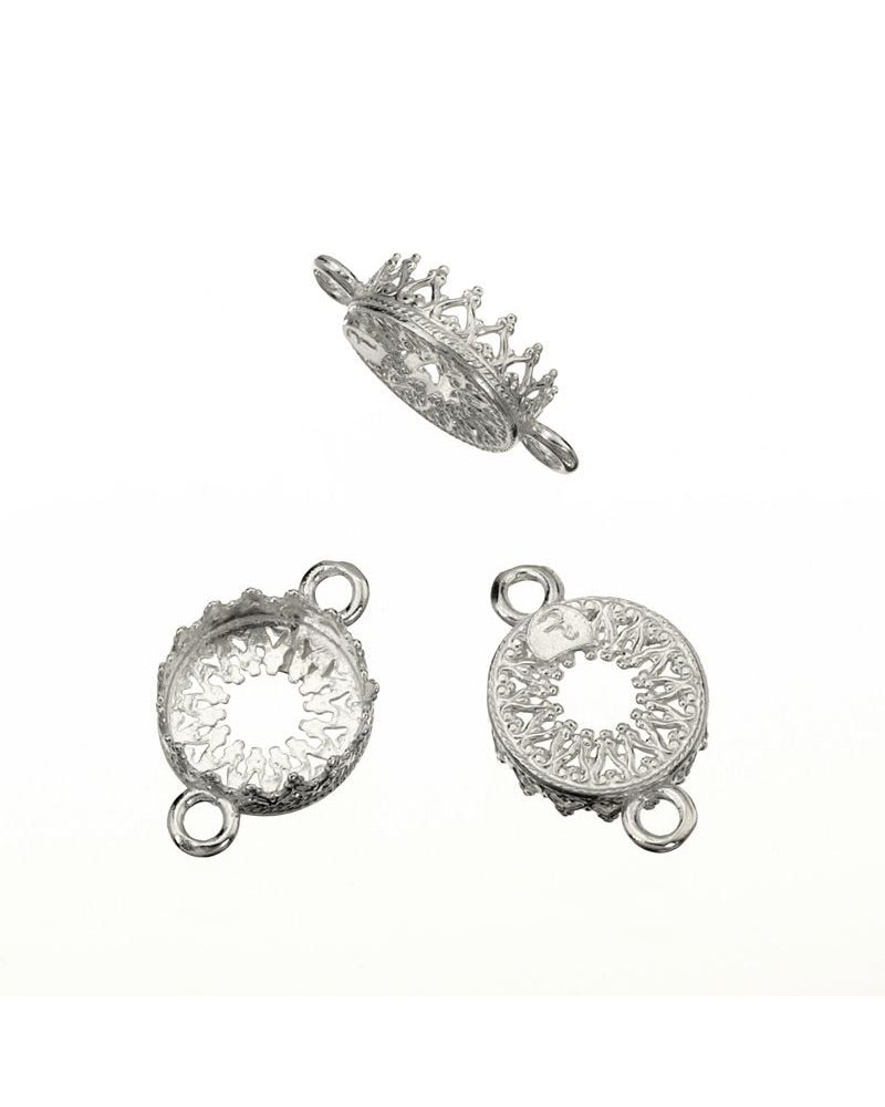 Sterling Silver Connector Bezel Cup 10mm with 2 Rings (Gallery 714 )