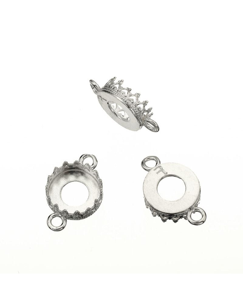 Sterling Silver Bezel Cup 10mm Gallery 714H Flat Back +2 Rings