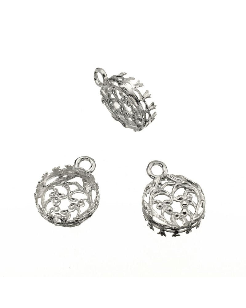 Sterling Silver Bezel Cup 10mm Gallery 763H Bottom Gallery 3331 +Ring