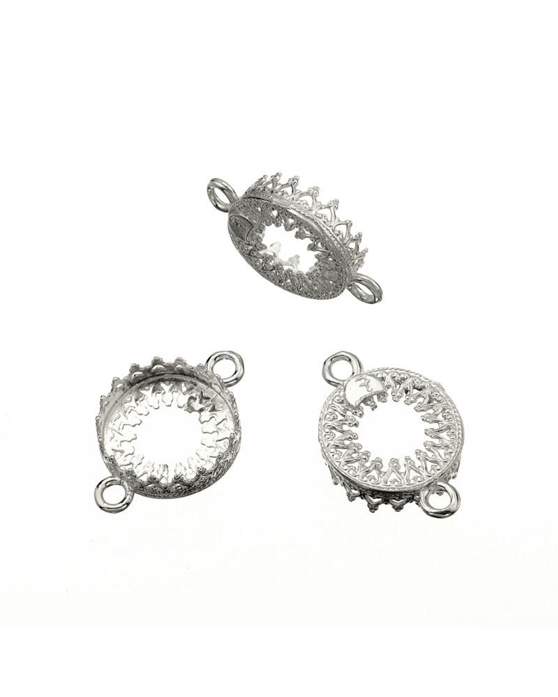 Sterling Silver Bezel Cup 12mm Gallery 714H Both Sides +2 Ring