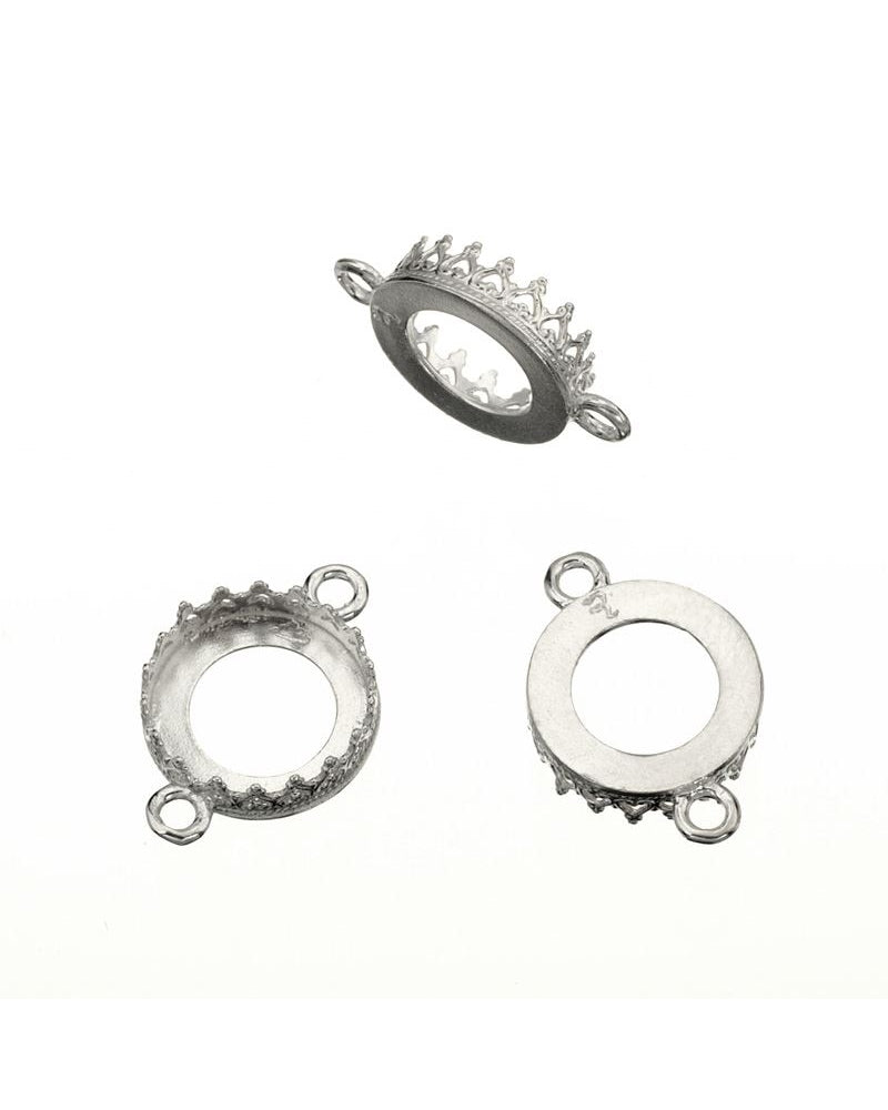 Sterling Silver Bezel Cup 12mm Gallery 714H Flat Back +2 Rings