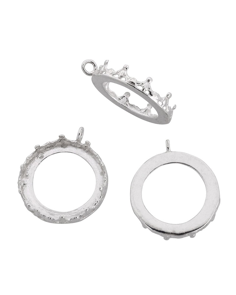 Sterling Silver Bezel Cup 20mm Gallery 1231H Flat Back +Vertical Ring