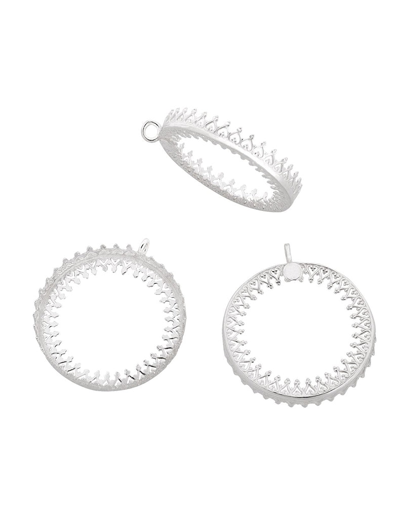 Sterling Silver Bezel Cup 30mm Gallery 3280 Both Sides +Vertical Ring