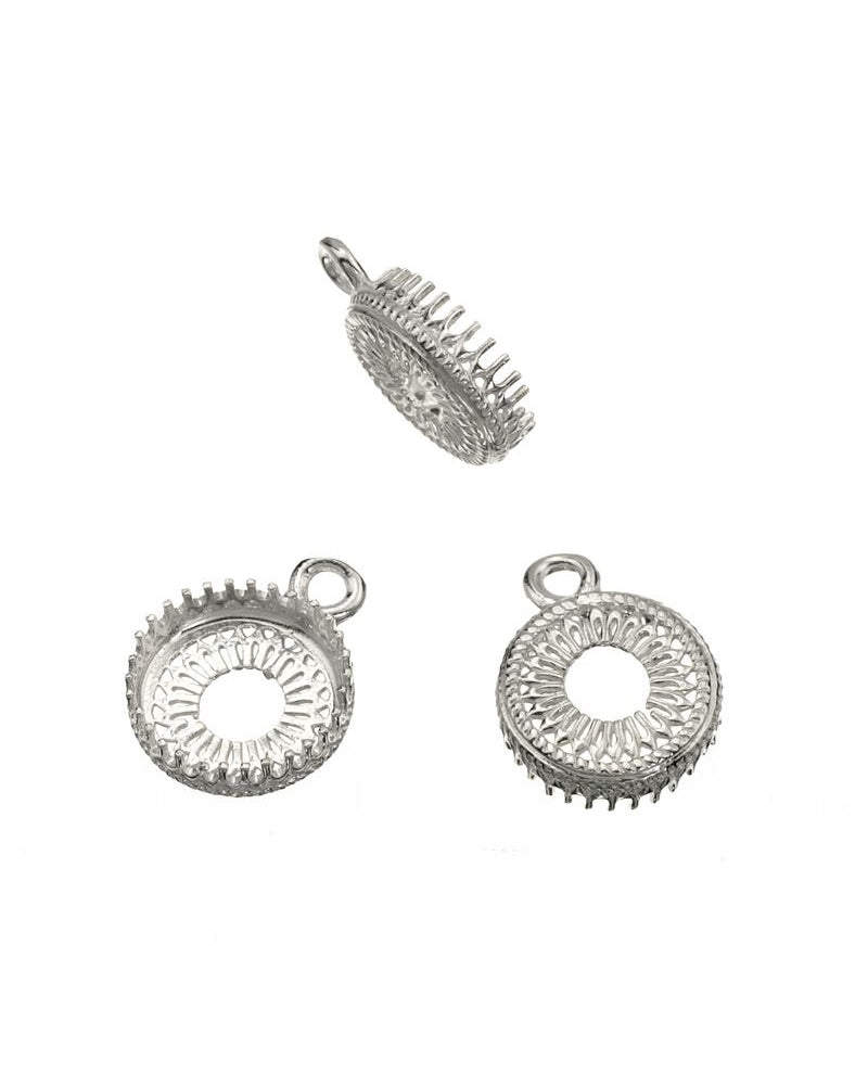 Sterling Silver Bezel Cup 10mm Gallery 475 Both Sides +Ring