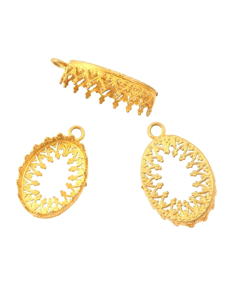 Brass Bezel Cup 16/12 mm Gallery 714H Both Sides +Ring