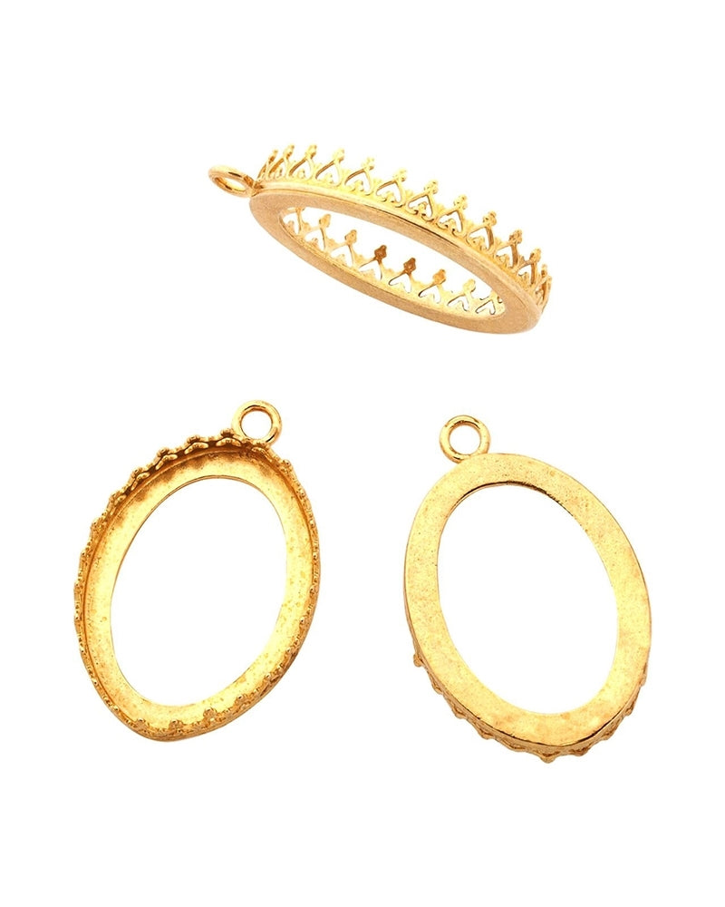 Brass Bezel Cup 18/25 mm Gallery 3280 Flat Back +Ring
