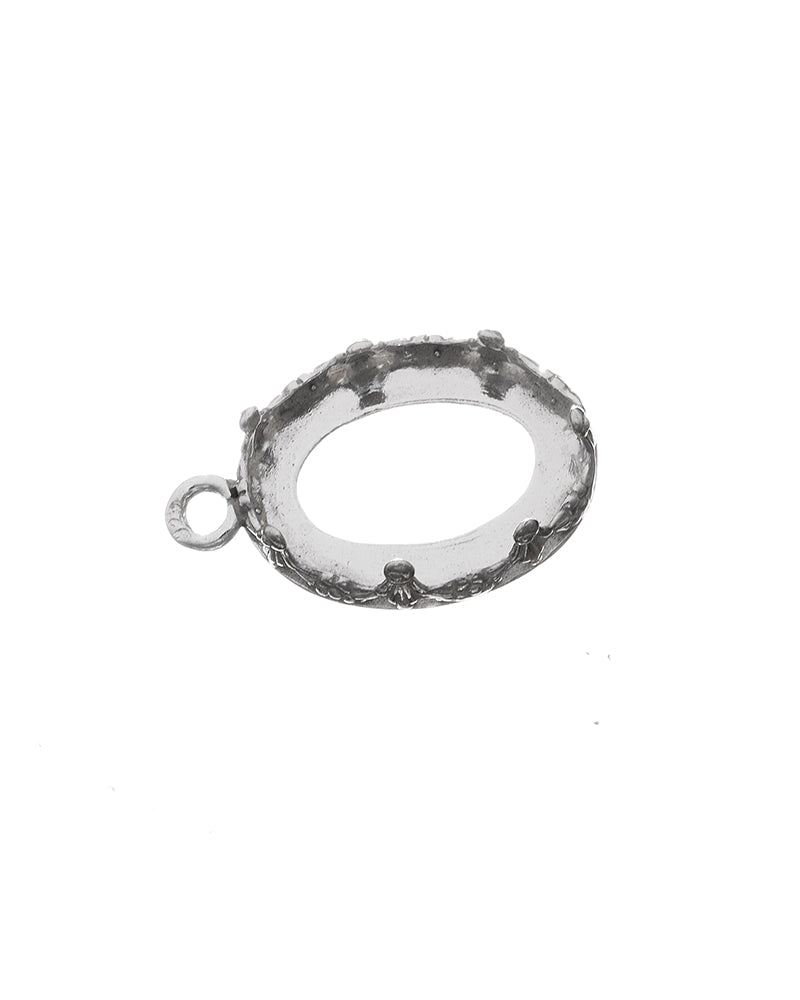 Sterling Silver Bezel Cup 10/12 mm Gallery 1231H Flat Back +Ring