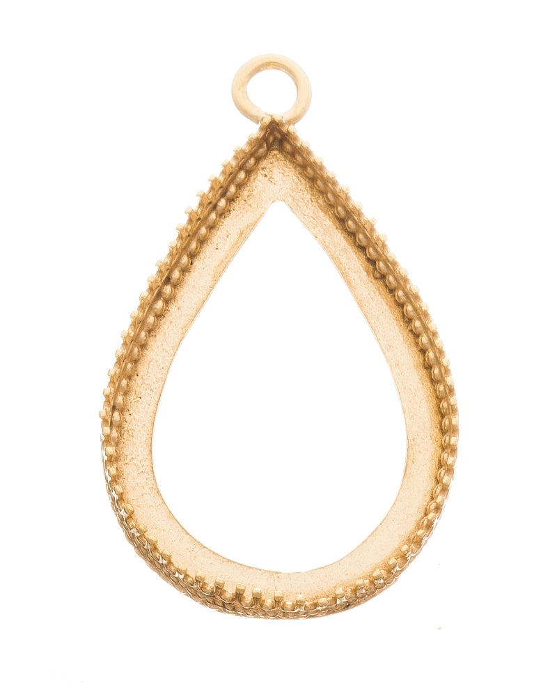 14K Gold Plated Bezel Cup 18/25mm Gallery 475 Flat Back +Ring