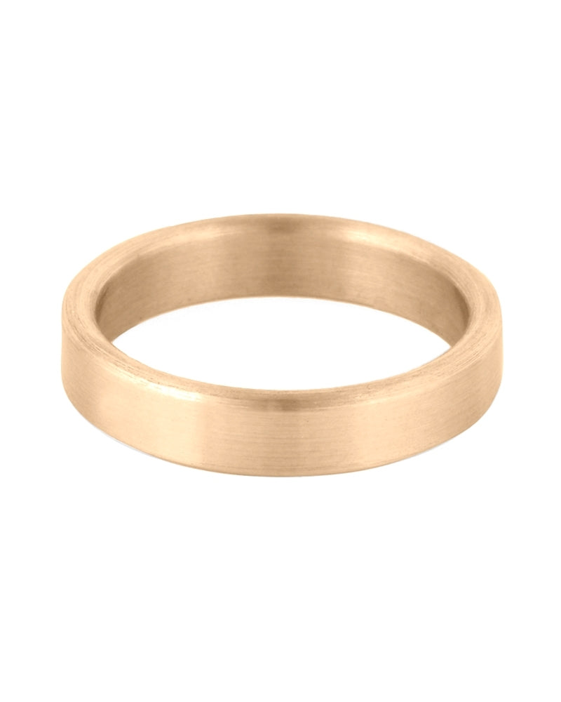 14K Yellow Gold 4mm Flat Wedding Band With Rounded Corners Size 52