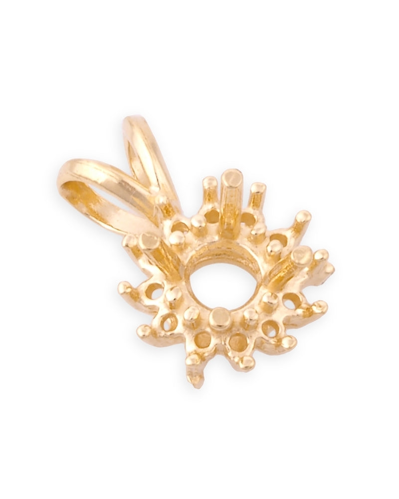 14K Yellow Gold Round Setting Cluster Pendant 50Pt + 12 2Pt Stones