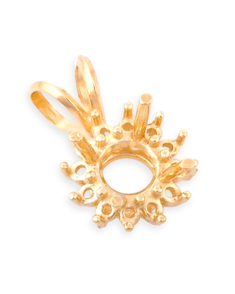 14K Yellow Gold Round Setting Cluster Pendant 2Ct + 12 3Pt Stones