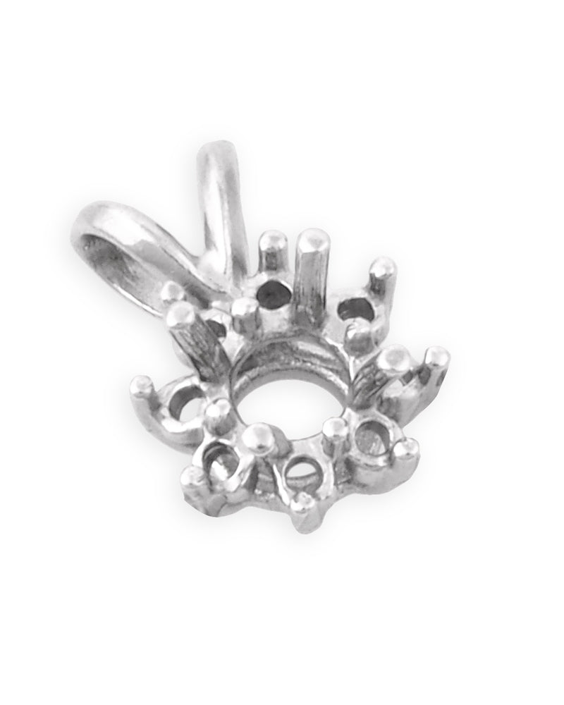 14K White Gold Round Setting Cluster Pendant 25Pt + 12 1.1Pt Stones