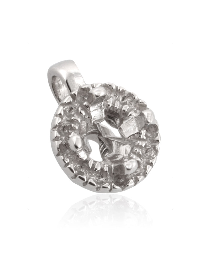 14K White Gold 4-Prong Halo Pendant 20Pt