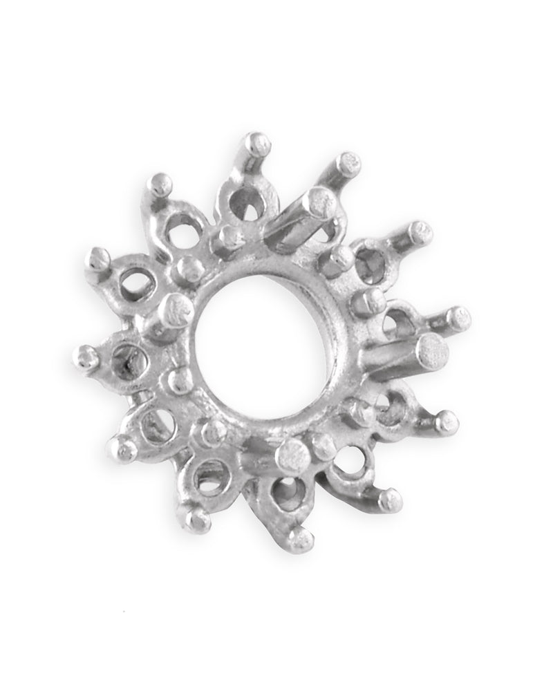 14K White Gold Round Setting Cluster 1Ct + 12 3Pt Stones