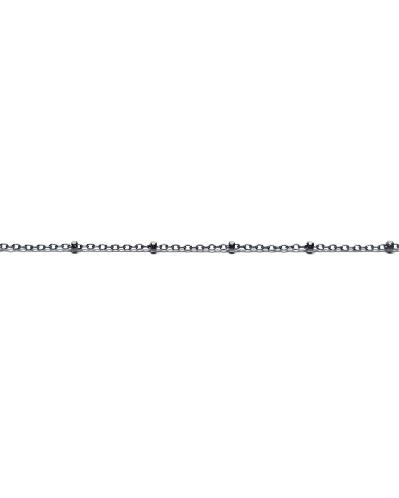 925 Sterling Silver Flat Cable Chain With Beads 1.5mm