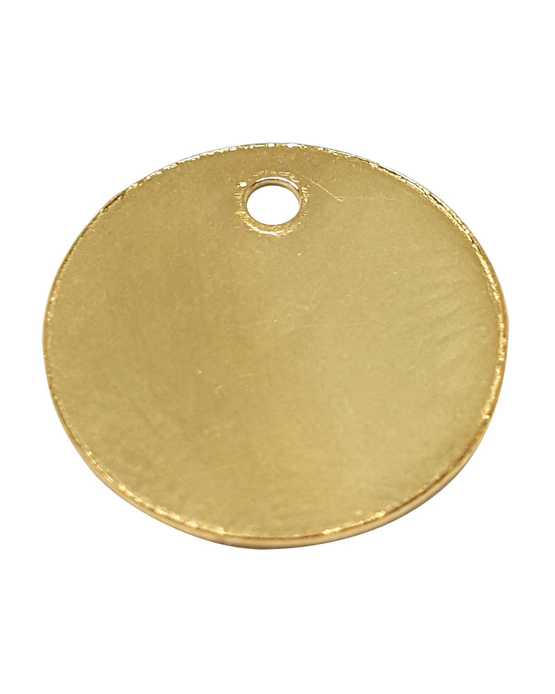 Yellow Gold Filled Round Disc Flat + Hole 12mm