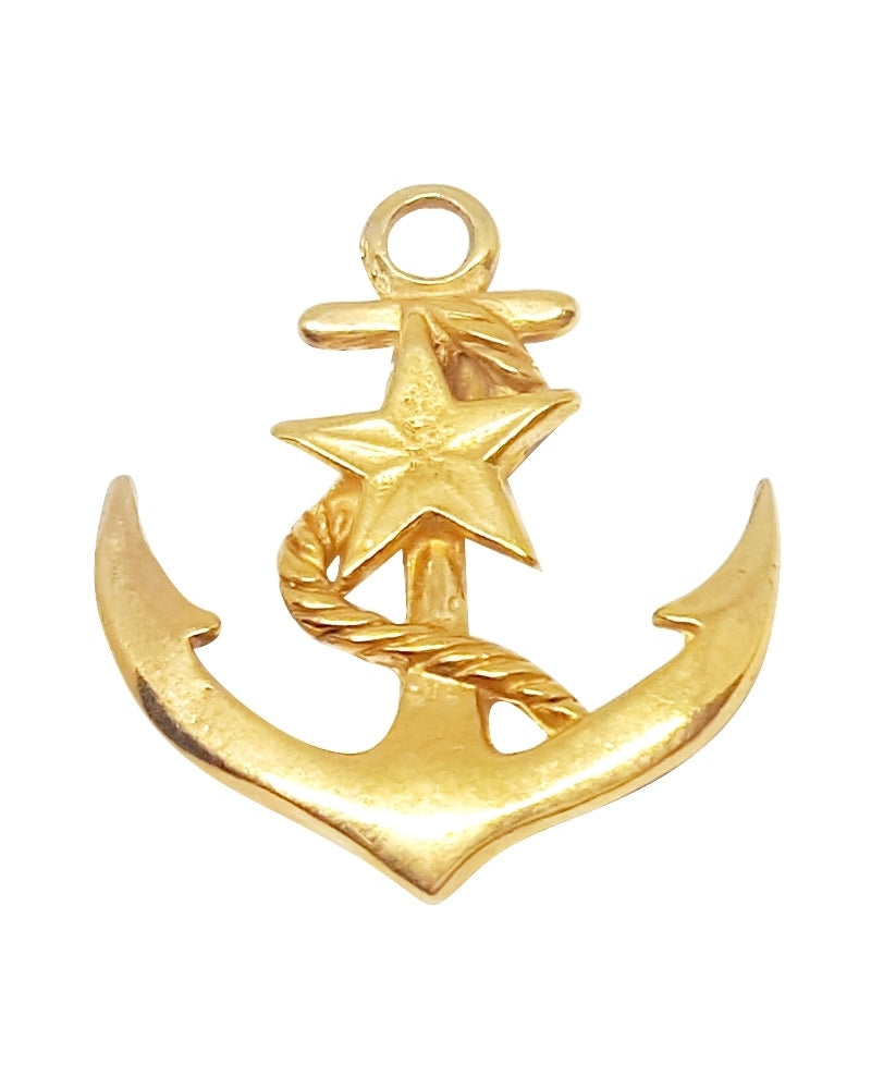14K Gold Plated Anchor And Star Pendant