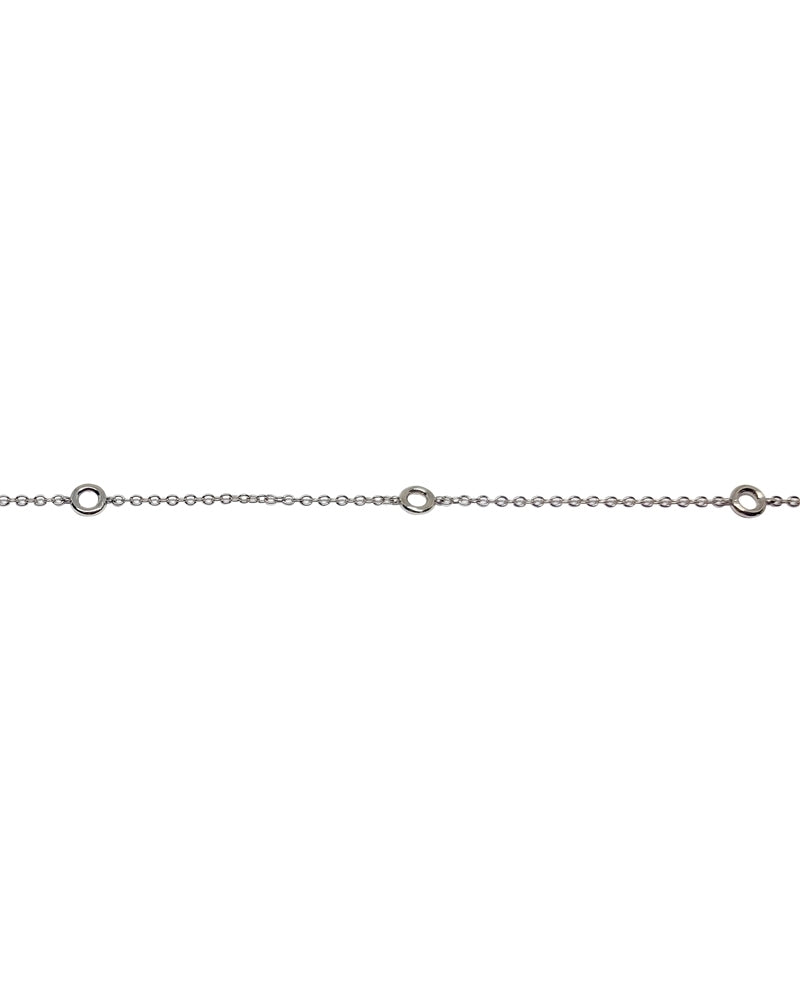 14K White Gold Bezel Set Diamond Chain 0.08/0.10 Ct.