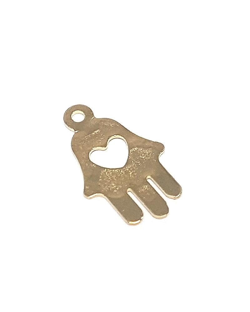 Yellow Gold Filled Pendant Hamsa Lev (14K 5% Gold)