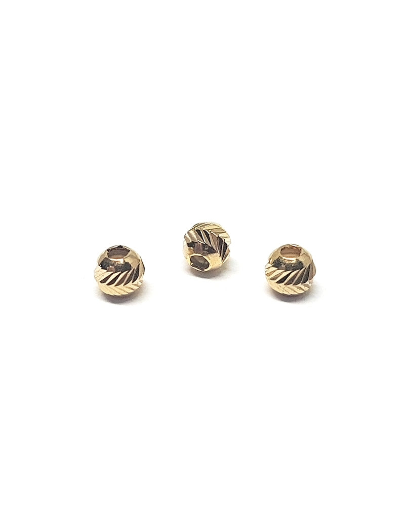 Brass 3mm Diamond Cut Beads (Hole Size: 1.2mm)