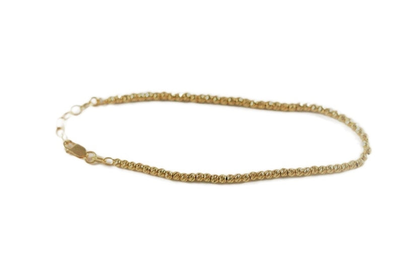 925 Sterling Silver Diamond Cut Bead Bracelets Available In 2 Colors