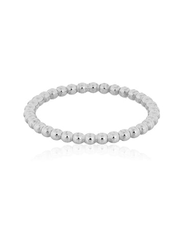 925 Sterling Silver 2mm Pearl Wire Ring Size 5