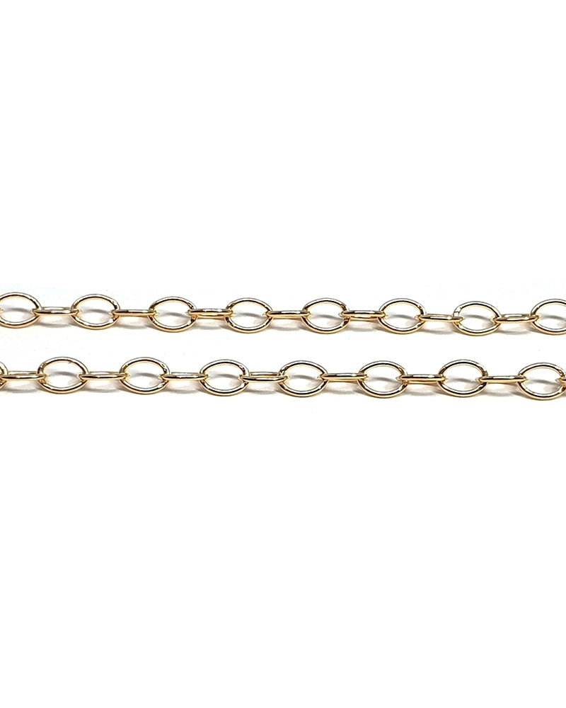 Yellow Gold Filled Oval Rolo Chain 0.6X3X4mm