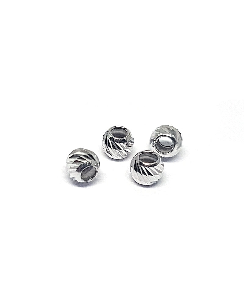 925 Sterling Silver Rhodium Plated Corrugated 2.5mm Bead (Hole Size 1.2mm)