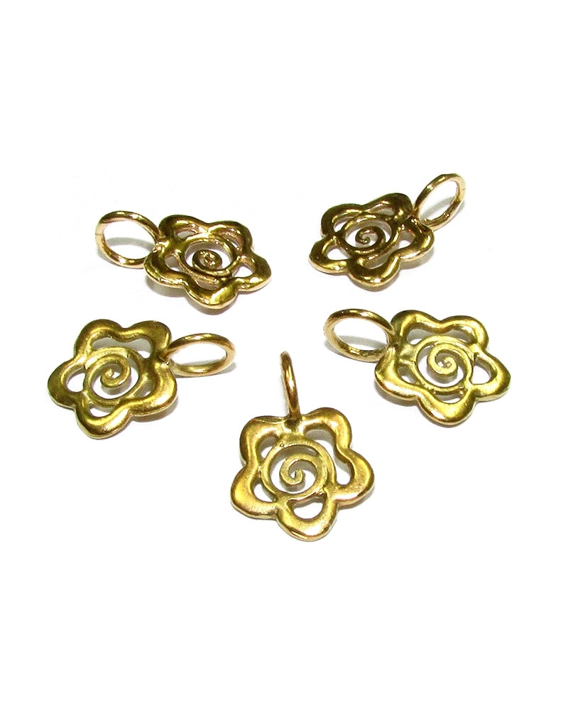 14K Gold Plated Spiral Flower Pendant