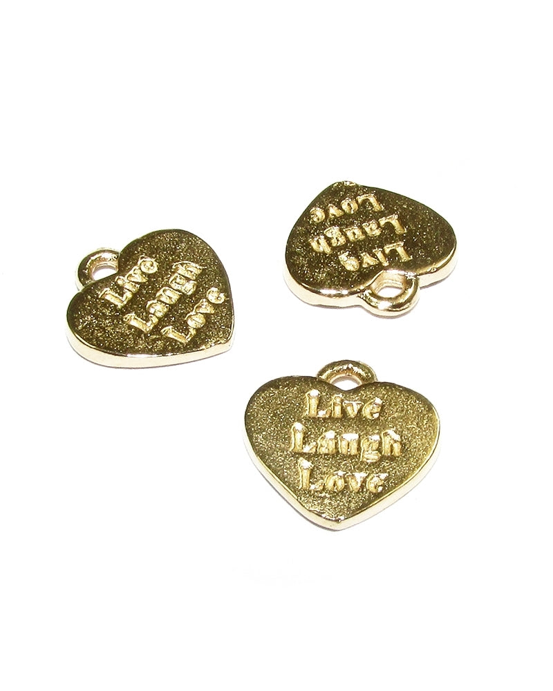 14K Gold Plated Live- Laugh- Love Heart Pendant