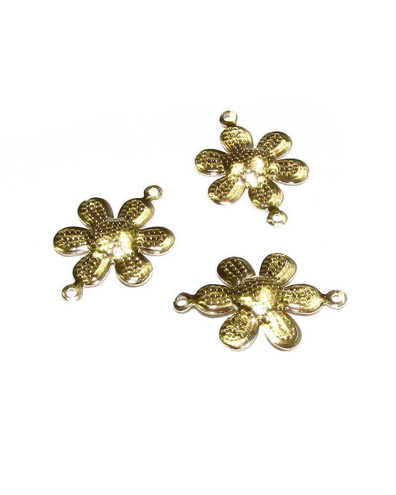 14K Gold Plated Flower Pendant With Two Rings