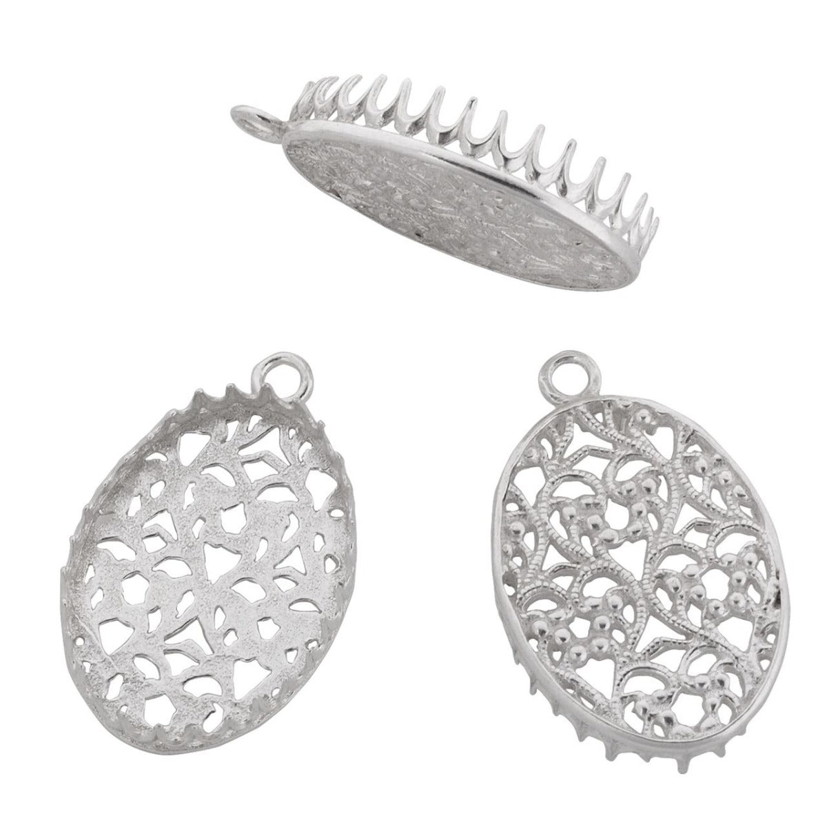 Sterling Silver Bezel Cup 18/25 Gallery 1117H Flat Back +Ring