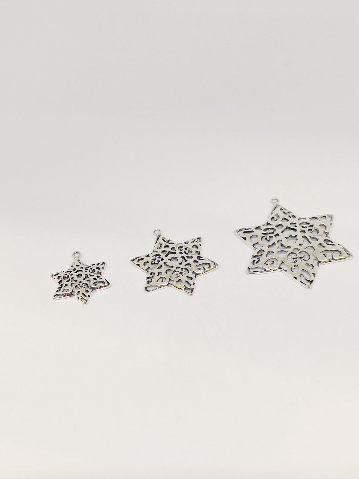 Sterling Silver 925 Large Decorative Star of David Pendant