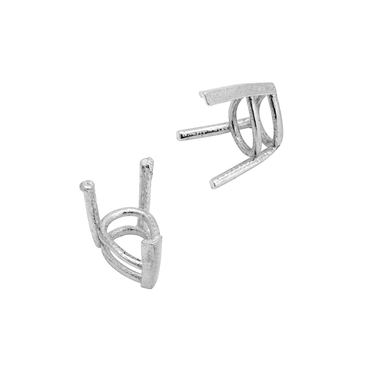 Sterling Silver 3 prong teardrop basket setting for 4x6mm stones