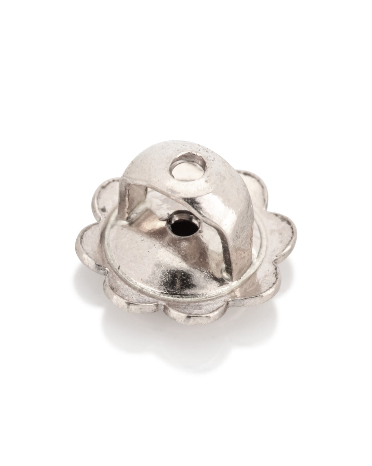 14K White Gold Flower Shaped Threaded Earnut