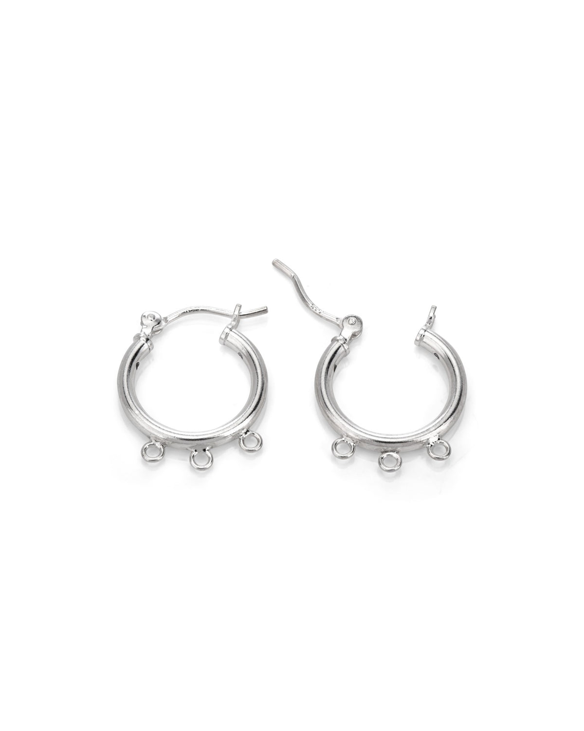 Sterling Silver 15/2 Tube Hoop Earring W/3 Loops